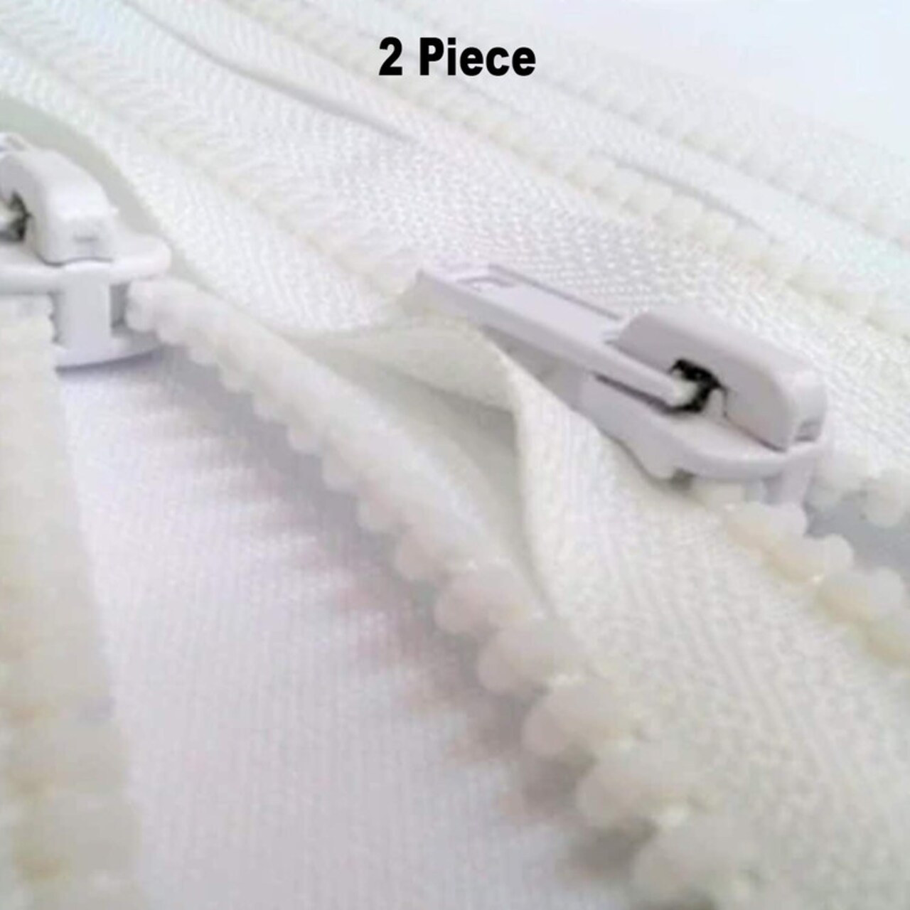 White Molded Plastic Jacket Zipper 28 Inches 5MM Separating